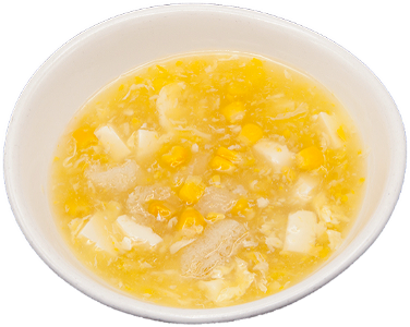 Vegan sweet corn soup with bamboo en tofu