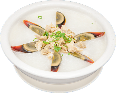 Congee with century egg and shredded pork