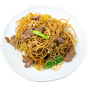 Chinese egg noodles with beef